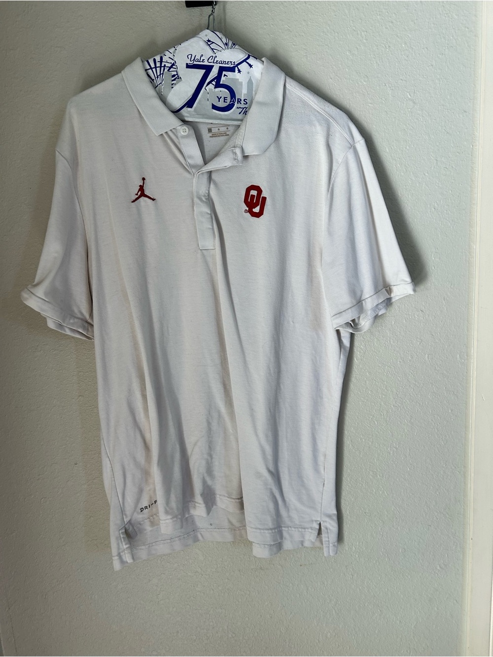 Jordan White Polo with Red OU and Jumpman Logos